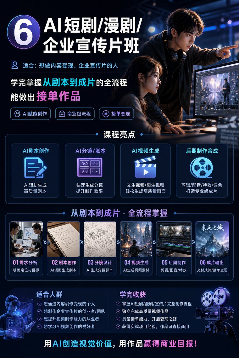 AI 短剧/漫剧/企业宣传片班 课程海报