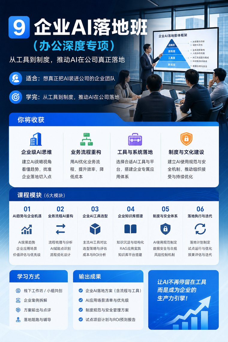 企业 AI 落地班(办公深度专项) 课程海报
